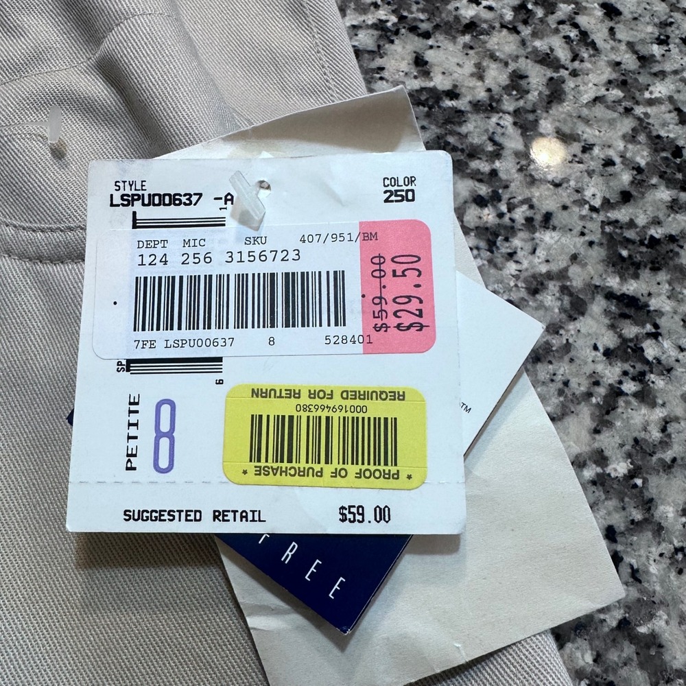 NWT Liz Claiborne Sport Petite Tan Cotton Blend‎ Wrinkle Free Midi Skirt Size 8 - Picture 4 of 11
